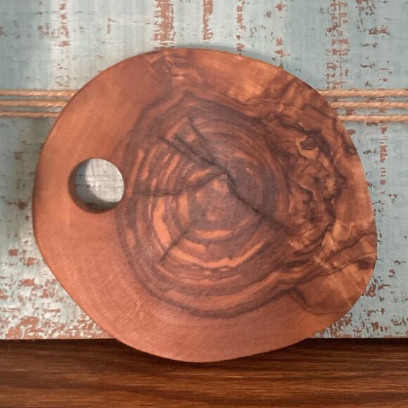 Olive Wood Rustic Natural Coaster Set of 6 with Holder Hand Made - Picture 8 of 16